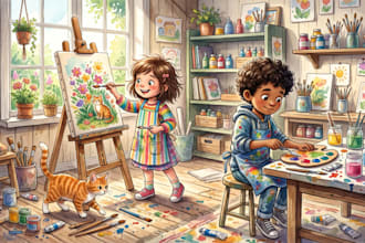 hand drawn water color story book illustration for children story illustration