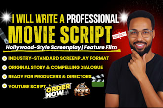 write, rewrite movie script, video script, with real dialogue for film, youtube
