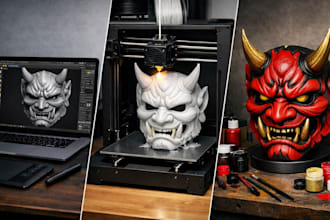 sculpt 3d print and paint, ship custom 3d mask model cosplay 3d mask model stl