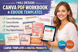 design canva PDF workbook, canva ebook, canva templates, etsy digital products