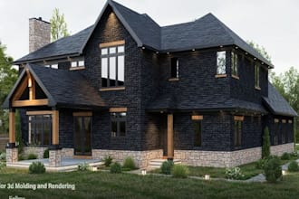 realistic render for residential house exterior and interior design 3d model