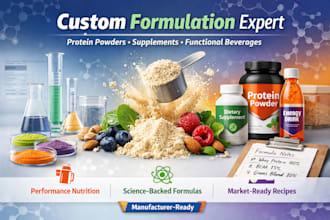 develop food, beverage and supplement product formulation, protein powder recipe
