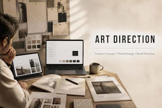 create art direction, moodboard, brand kit, and logo design