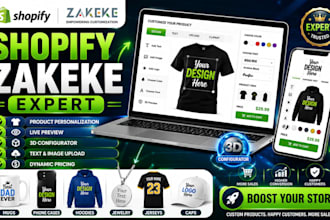 setup shopify zakeke product personalization and product configuration