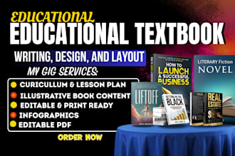 design and format educational textbook, workbook, book layout, curriculum plan