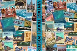 do vintage retro travel poster tourism modern travel poster city travel wall art