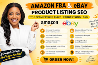 do amazon fba ebay product listing SEO title optimization audit error fixing sku