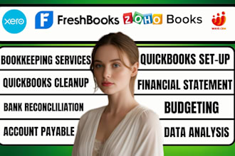 set up clean and automated online bookkeeping in quickbooks,freshbooks, zohobook