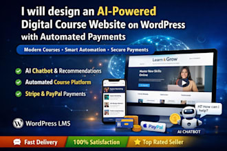 design ai powered digital course website wordpress website automated payment