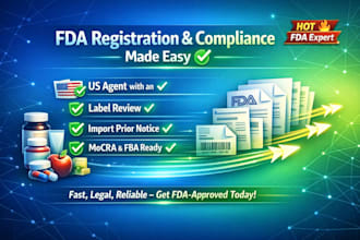 handle fda registration, US agent, label review and import compliance fast