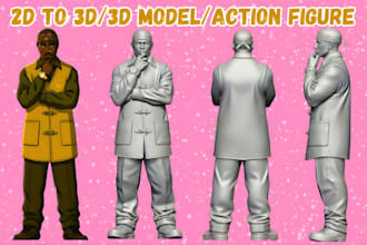 sculpt 3d logo 2d to 3d toy mini figure figurine from image to 3d printing