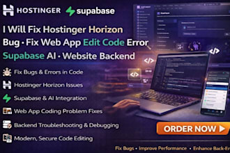 fix hostinger horizon bug fix web app edit code error supabase ai website