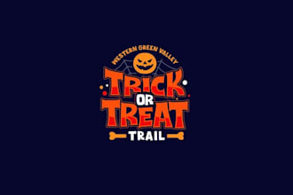 design playful bold halloween neighborhood trick treat logo