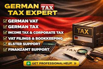 handle german tax return, vat, corporate tax and bookkeeping for businesses