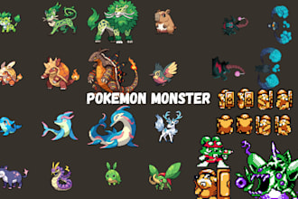 create pokemon pixel art monster, mob npc character pixel animal, fakemon sprite