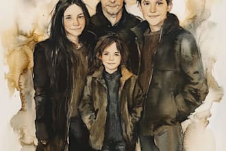 family portrait watercolor portrait