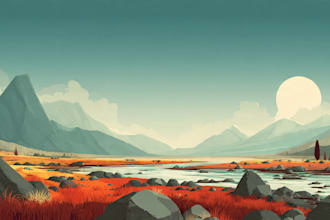 draw professional vector landscape illustration