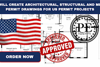 create architectural, structural and mep permit drawings for US permit projects