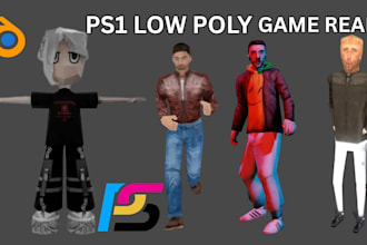 create ps1 ps2 retro low poly 3d models for games and animation
