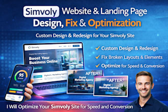 design, fix, and optimize simvoly website and landing pages for conversion