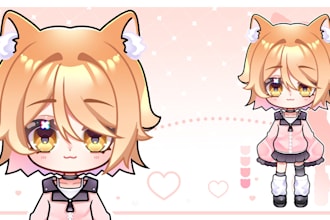 design a chibi vtuber model art ready for rigg