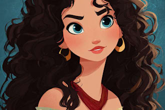 beautiful portrait in disney cartoon