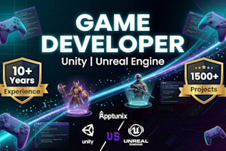 do mobile game development in 3d, 2d game by unity, unreal engine game developer