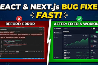 fix your react or nextjs bug, error or crash fast