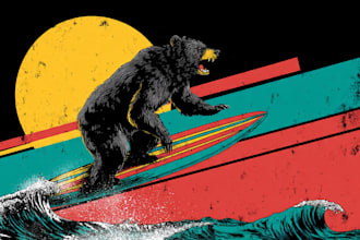 create retro vintage illustration for t shirt print designs