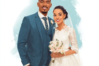 draw couple portrait with simple drawing illustration