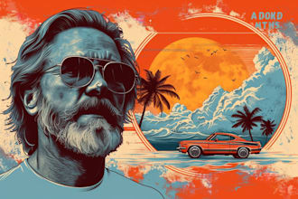 create vintage retro illustration for tshirt and merch