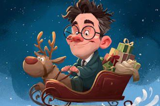 illustration christmas holiday funny cartoon caricature