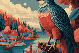 draw high quality illustration in linocut