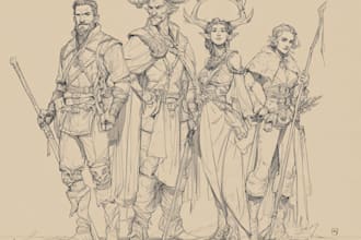 design an the best dnd party art illustration