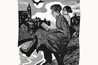 create awesome linocut illustration or linocut imitation