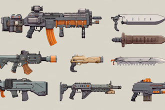 create game weapon design and illustration