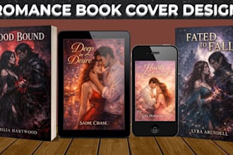 design romance, erotica and fantasy book cover for ebook and paperback