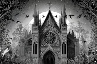 create a beautiful gothic ornamented illustration
