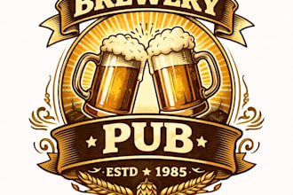 design high quality vintage brewery pub beer logo with t shirt design