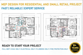 provide professional mep design for residential and small retail projects