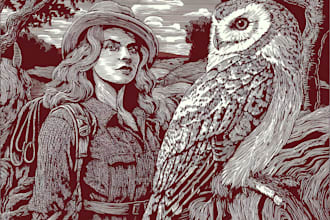 create unique handmade linocut style illustrations