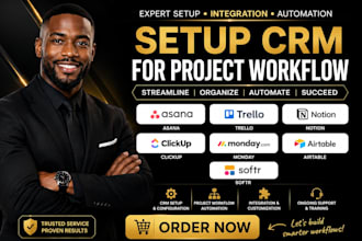 setup crm asana trello notion clickup monday airtable softr for project workflow
