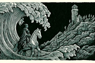 draw a line illustration, a linocut or an engraving
