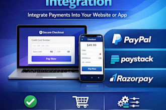 integrate stripe, paypal, paystack, razorpay or other payment gateways in
