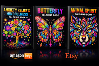design an adult coloring page, coloring book cover, kids activity book for KDP