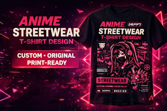 custom anime streetwear tshirt illustration design