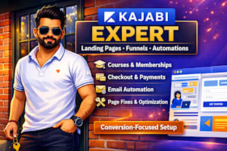 website development funnel landing page and automation of kajabi