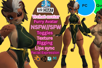 custom vrc avatar, vrchat avatar, furry nsfw avatar, vr character
