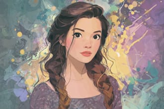 paint beautiful portrait in disney cartoon