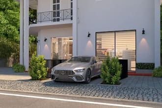 remodel brick house exterior, 2d 3d residence apartment, realism interior render